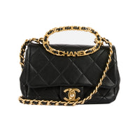 CHANEL - Sac bandoulière Timeless Handle cuir noir - Handbag
