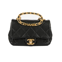 CHANEL - Sac bandoulière Timeless Handle cuir noir - Handbag