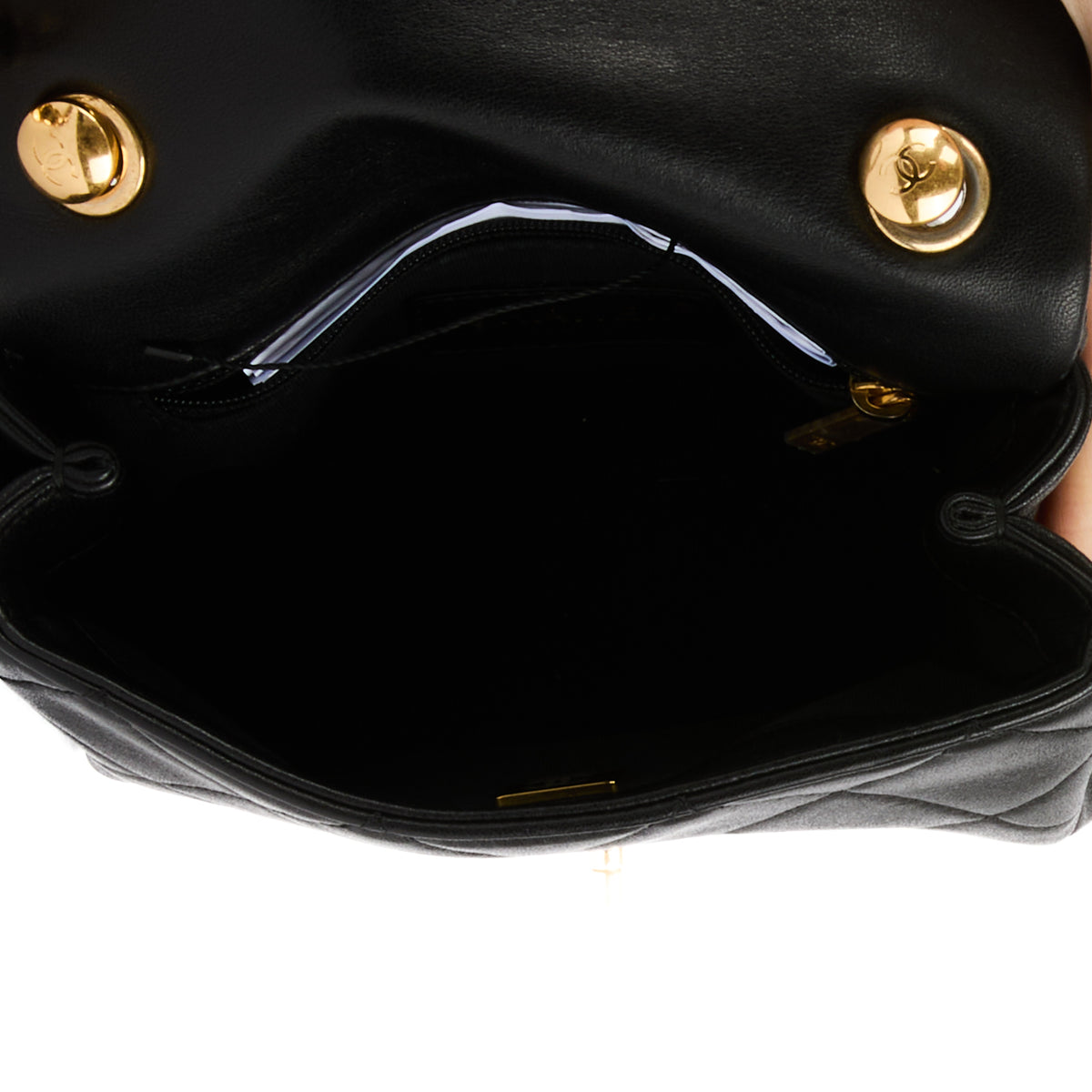 CHANEL - Sac bandoulière Timeless Handle cuir noir - Handbag