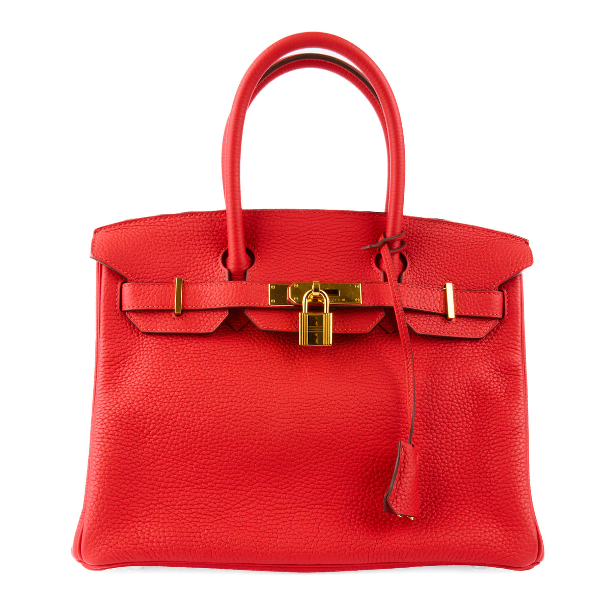 HERMES - Sac Birkin 35 cuir Taurillon Clémence Rouge Vif - Handbag