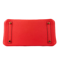 HERMES - Sac Birkin 35 cuir Taurillon Clémence Rouge Vif - Handbag