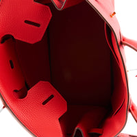 HERMES - Sac Birkin 35 cuir Taurillon Clémence Rouge Vif - Handbag
