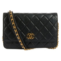 CHANEL - 19 Wallet on Chain bag in black leather - Handbag