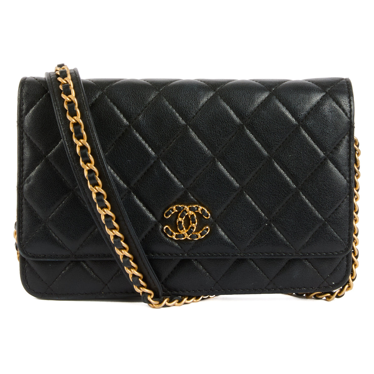 CHANEL - 19 Wallet on Chain bag in black leather - Handbag