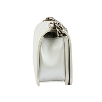 CHANEL - Sac bandoulière Boy cuir argenté - Handbag