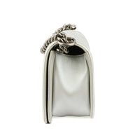 CHANEL - Sac bandoulière Boy cuir argenté - Handbag