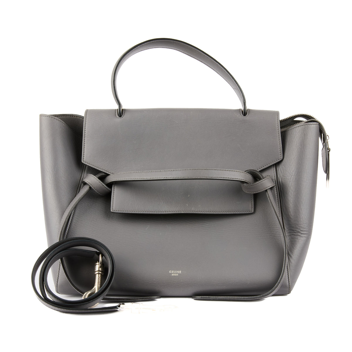 CELINE - Sac à main Belt cuir gris - Handbag