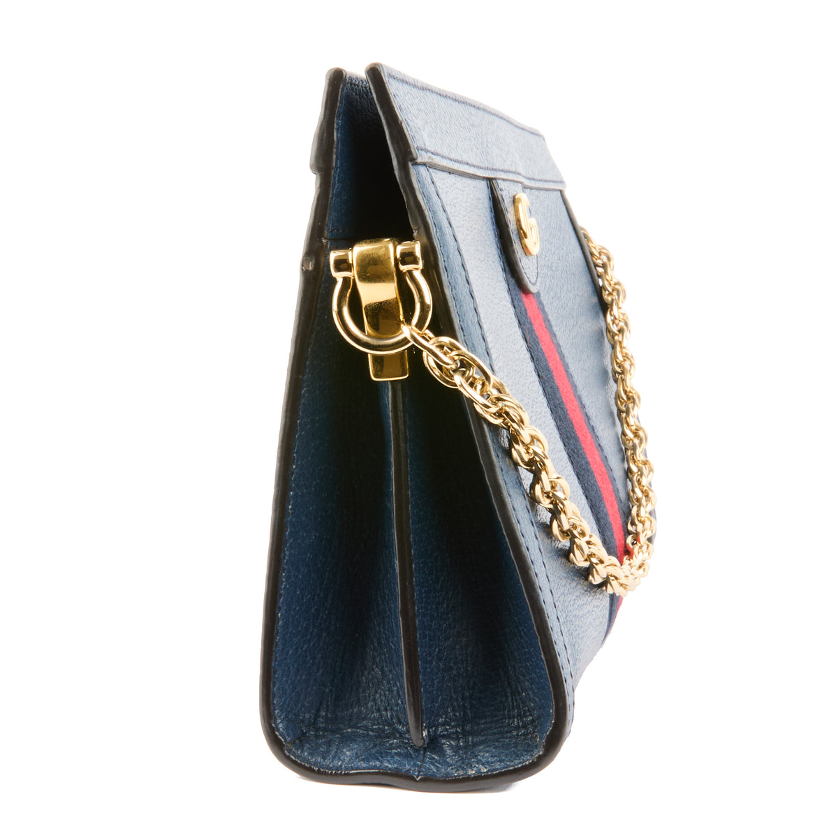 GUCCI - Sac pochette Ophidia cuir bleu - Pouchbag