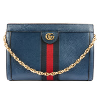 GUCCI - Sac pochette Ophidia cuir bleu - Pouchbag