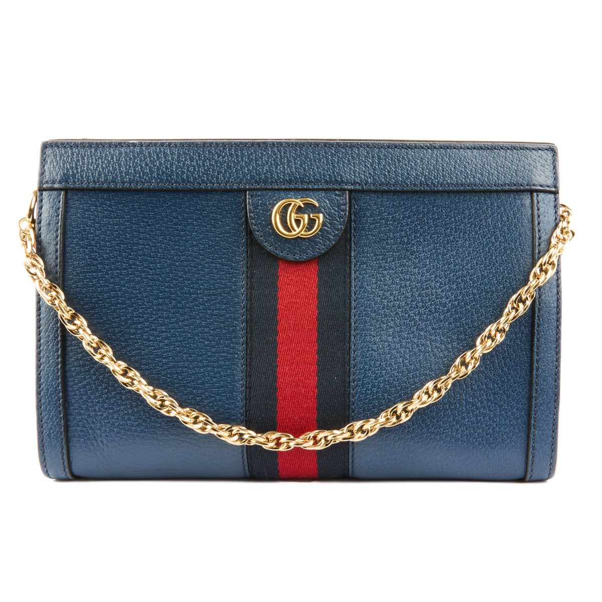 GUCCI - Sac pochette Ophidia cuir bleu - Pouchbag