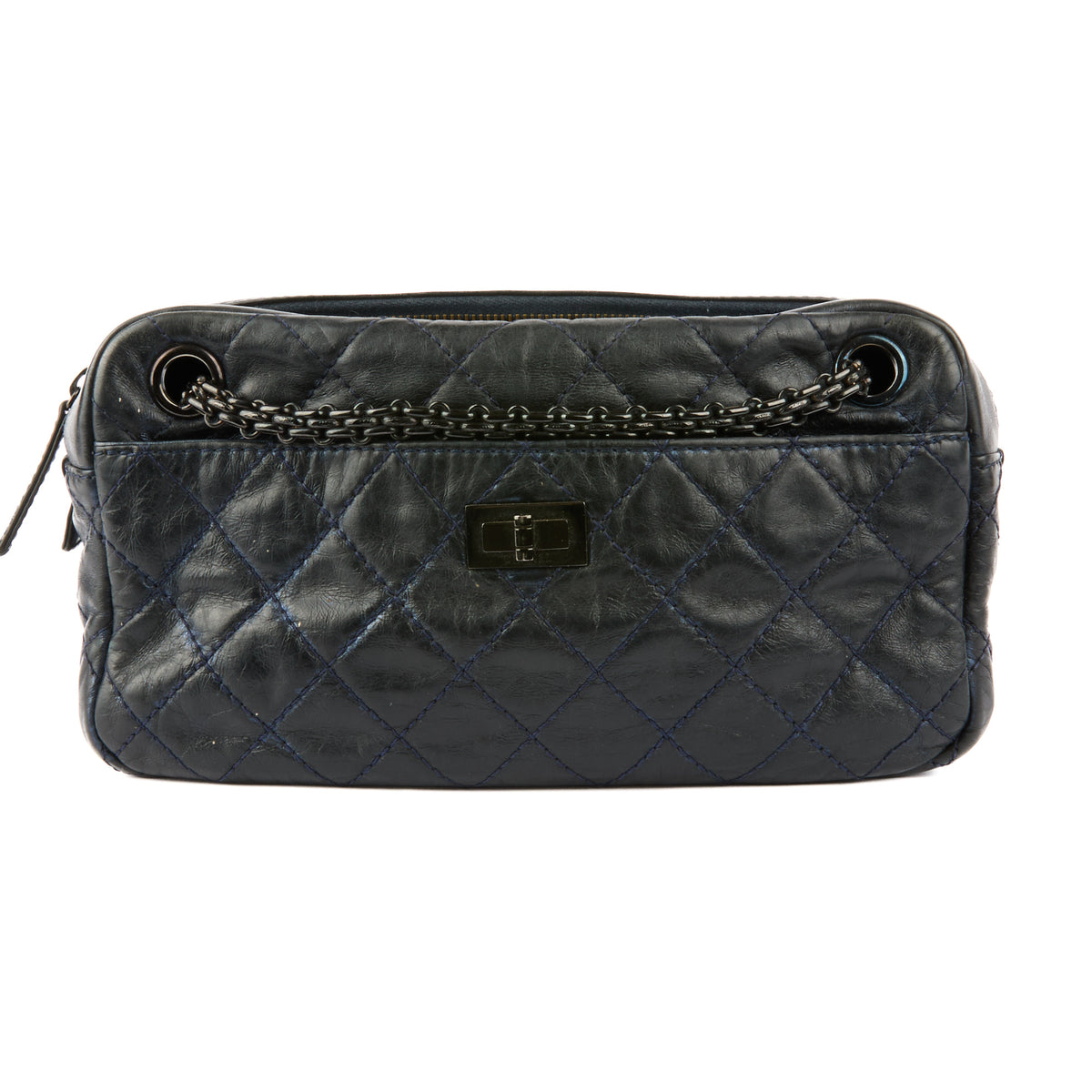CHANEL - Sac bandoulière Camera 2.55 cuir bleu - Handbag