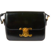 CELINE - Sac bandoulière Teen Triomphe cuir noir - Handbag