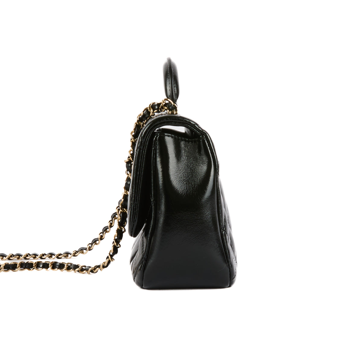 CHANEL - Sac à main Mini Coco Trip cuir noir - Handbag