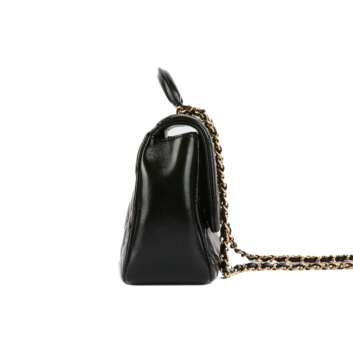 CHANEL - Sac à main Mini Coco Trip cuir noir - Handbag
