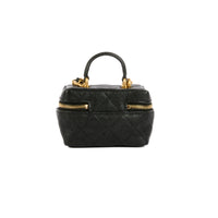 CHANEL - Sac bandoulière Mini Vanity Top Handle cuir caviar noir - Handbag