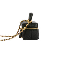 CHANEL - Sac bandoulière Mini Vanity Top Handle cuir caviar noir - Handbag