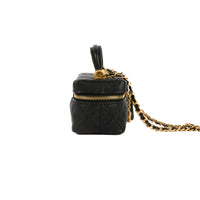 CHANEL - Sac bandoulière Mini Vanity Top Handle cuir caviar noir - Handbag