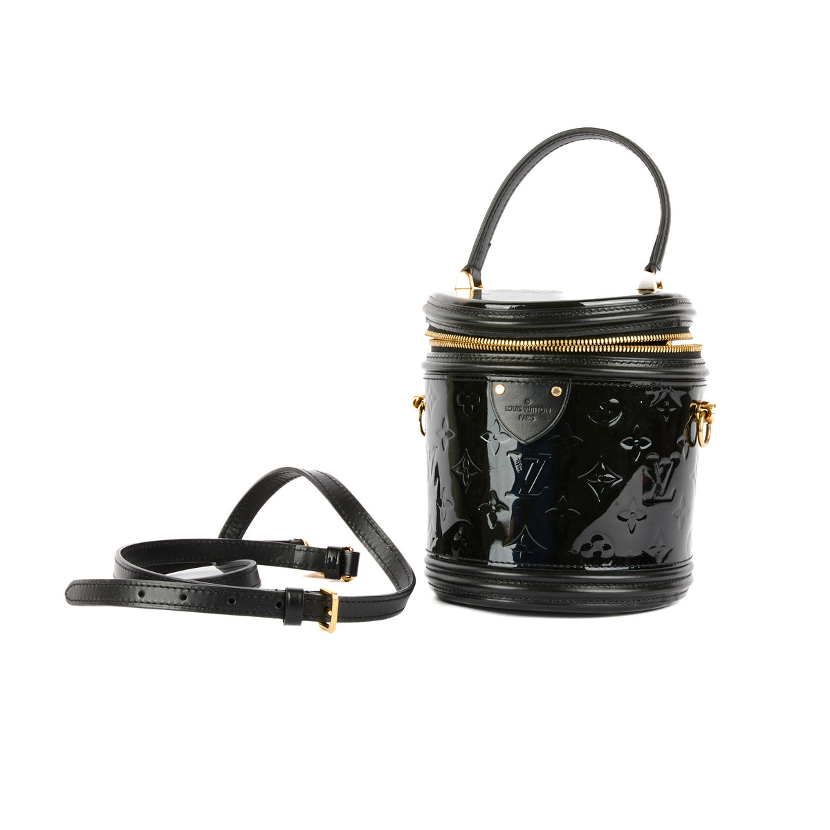 LOUIS VUITTON - Cannes bucket crossbody bag in black monogram patent leather - Handbag