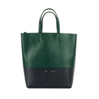 CELINE - Sac à main Cabas vertical cuir bicolore vert noir - Handbag