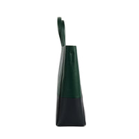 CELINE - Sac à main Cabas vertical cuir bicolore vert noir - Handbag