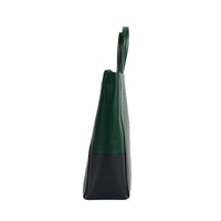 CELINE - Sac à main Cabas vertical cuir bicolore vert noir - Handbag