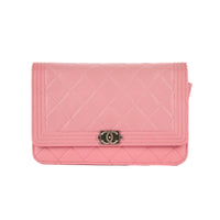 CHANEL - Sac bandoulière Wallet on Chain Boy cuir rose - Hand Bag