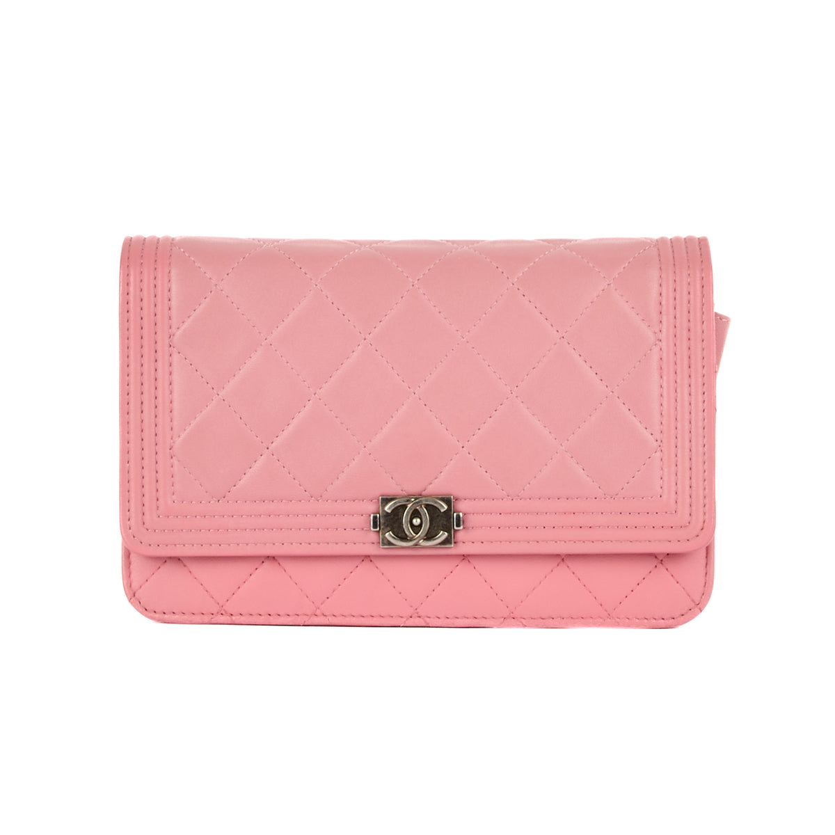 CHANEL - Sac bandoulière Wallet on Chain Boy cuir rose - Hand Bag