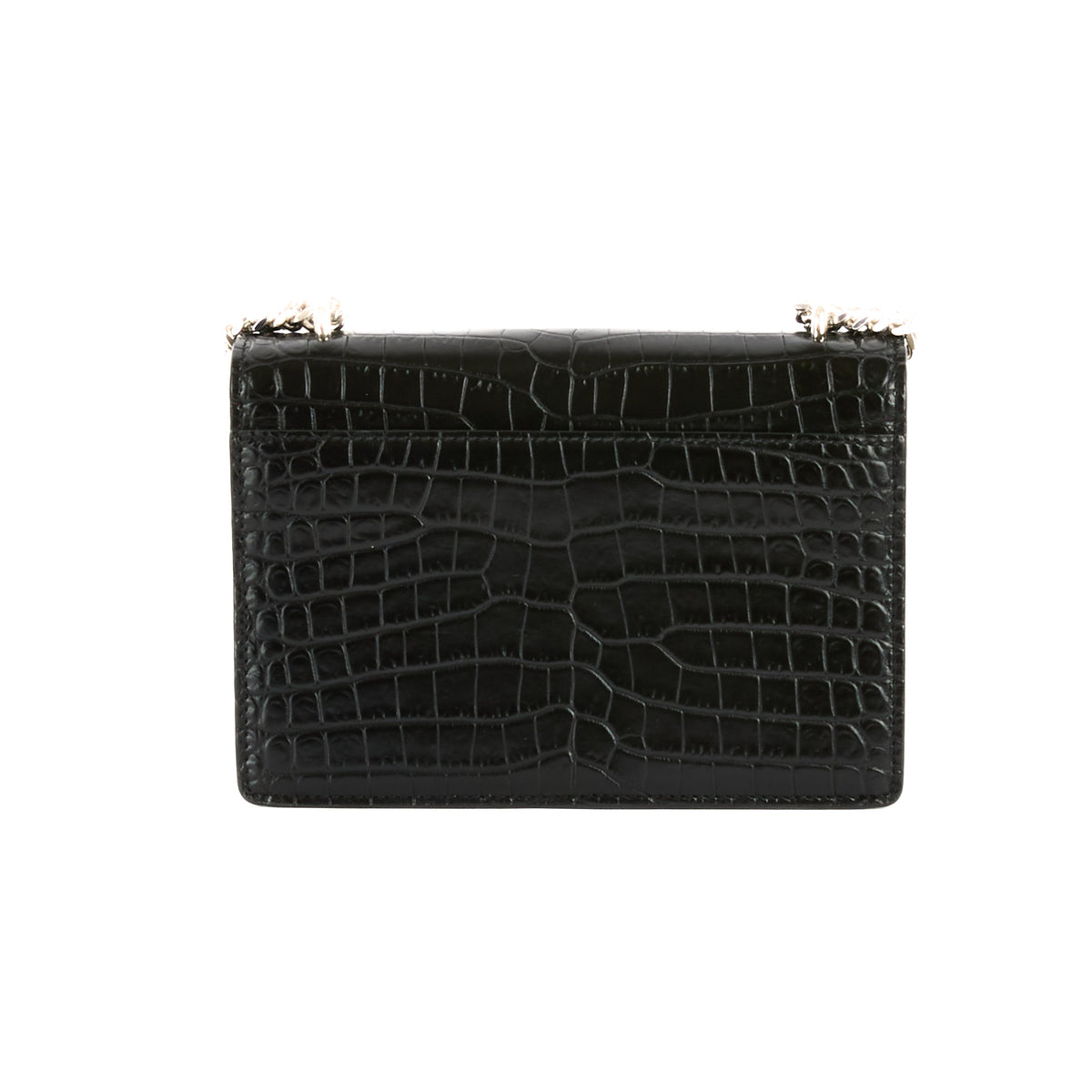 SAINT LAURENT - Sac bandoulière Mini Sunset cuir embossé croco noir - Handbag