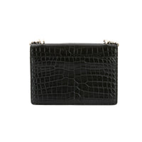 SAINT LAURENT - Sac bandoulière Sunset cuir embossé croco noir - Handbag