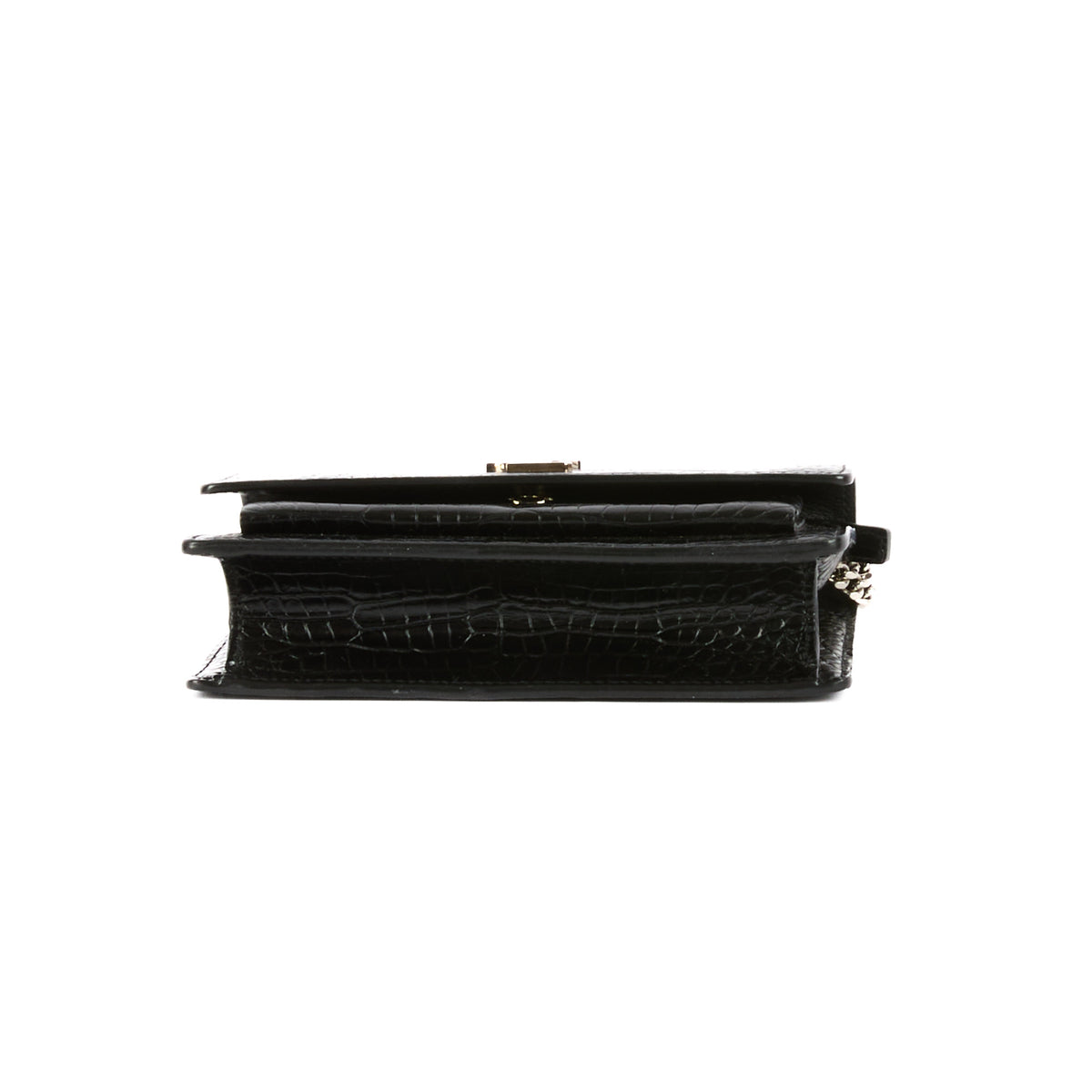 SAINT LAURENT - Sac bandoulière Sunset cuir embossé croco noir - Handbag