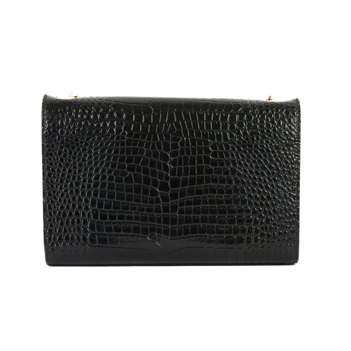 SAINT LAURENT - Black crocodile-embossed Kate tassel bag