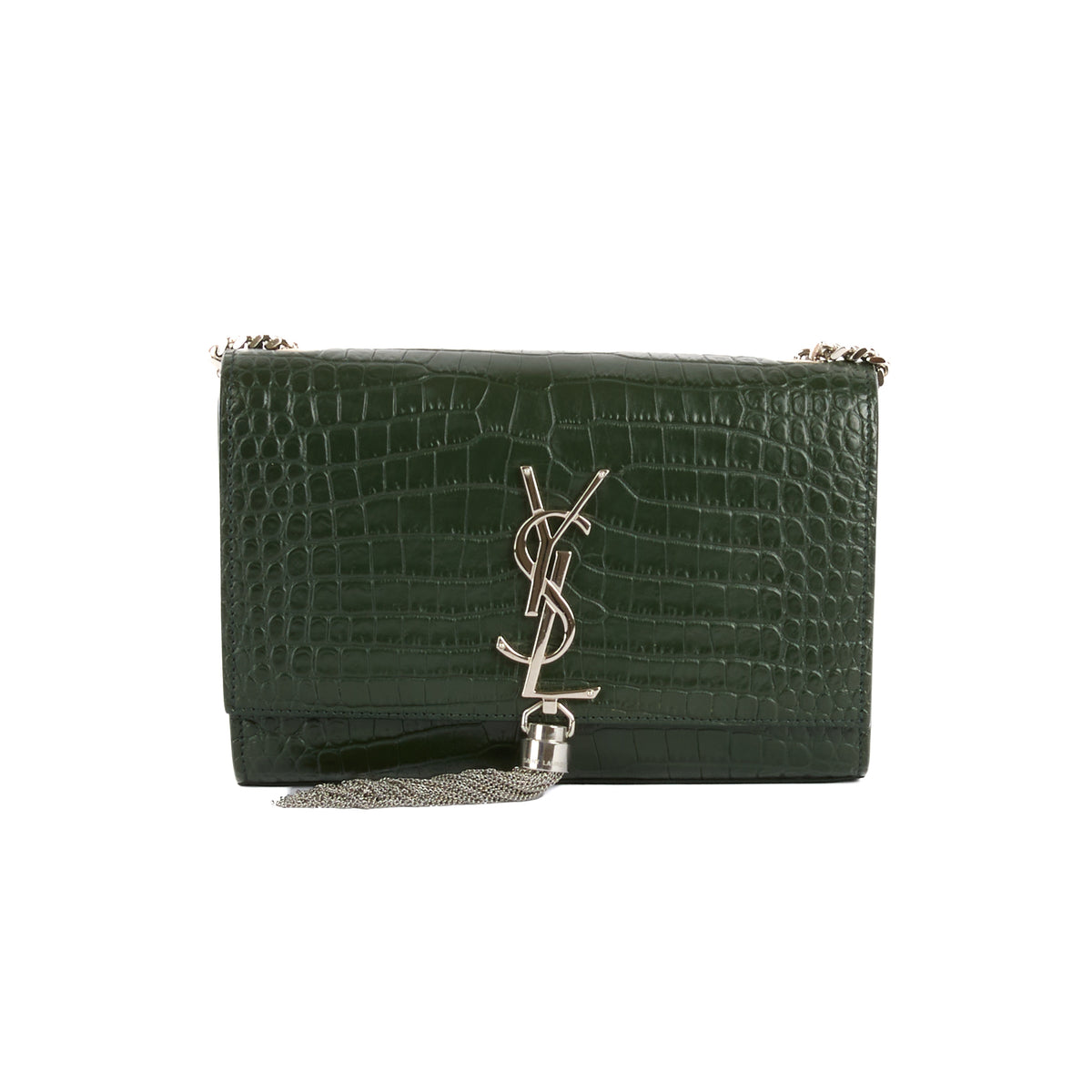 SAINT LAURENT - Sac bandoulière Mini Kate tassel cuir vert - Handbag