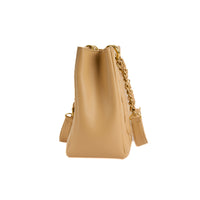 CHANEL - Sac à main Cabas Shopping Logo cc GST cuir caviar beige - Handbag