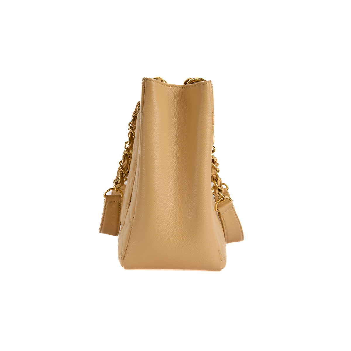 CHANEL - Sac à main Cabas Shopping Logo cc GST cuir caviar beige - Handbag