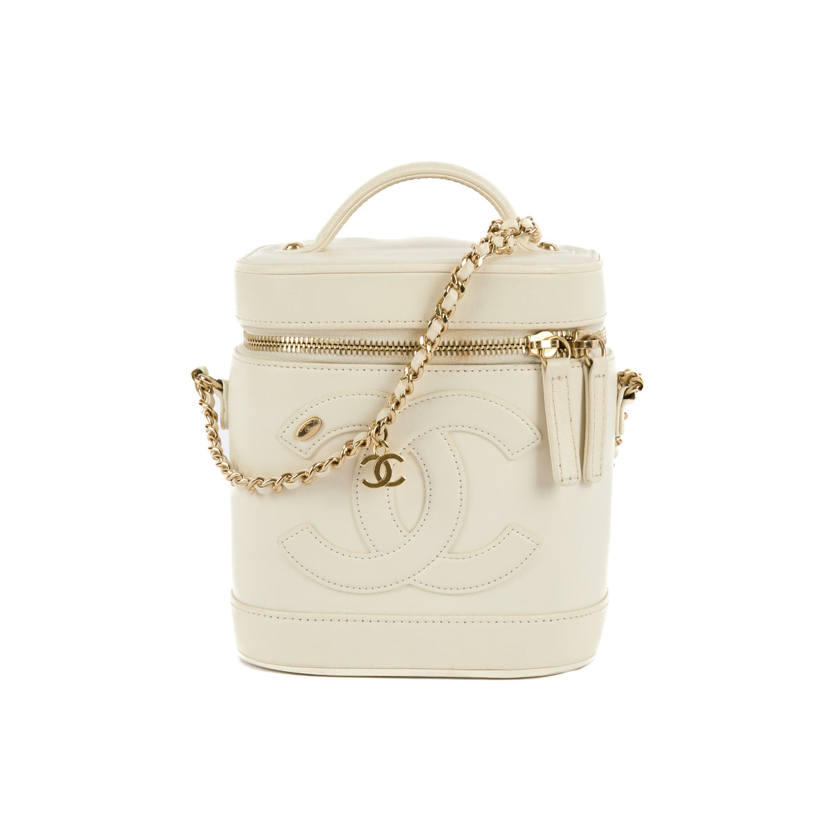 CHANEL - White CC Mania Vanity Case bag