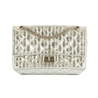 CHANEL - Sac bandoulière Striped 2.55 Small Reissue cuir argenté - Handbag