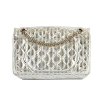 CHANEL - Sac bandoulière Striped 2.55 Small Reissue cuir argenté - Handbag