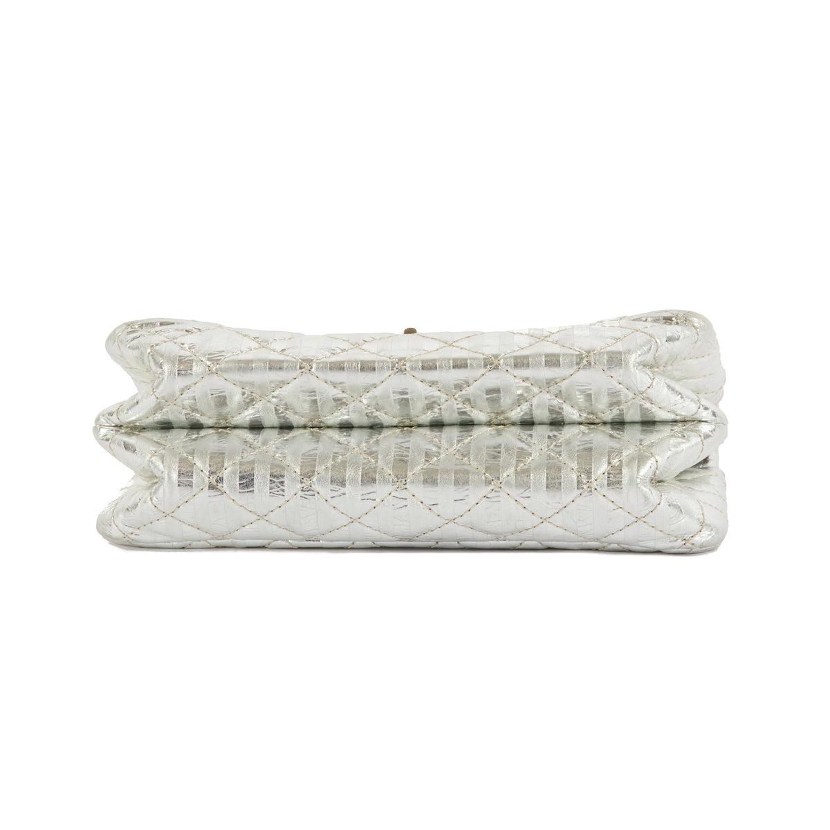 CHANEL - Sac bandoulière Striped 2.55 Small Reissue cuir argenté - Handbag