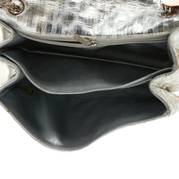 CHANEL - Sac bandoulière Striped 2.55 Small Reissue cuir argenté - Handbag