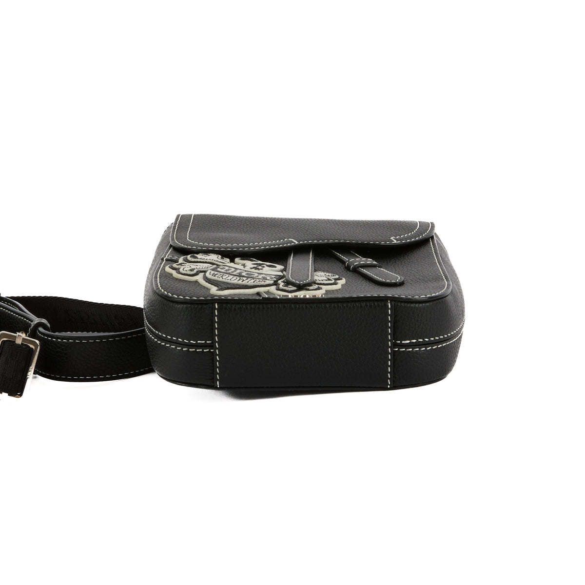DIOR - Sac bandoulière Messenger Saddle Bee cuir noir - Handbag