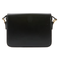 CELINE - Black leather shoulder bag with gold-tone finish