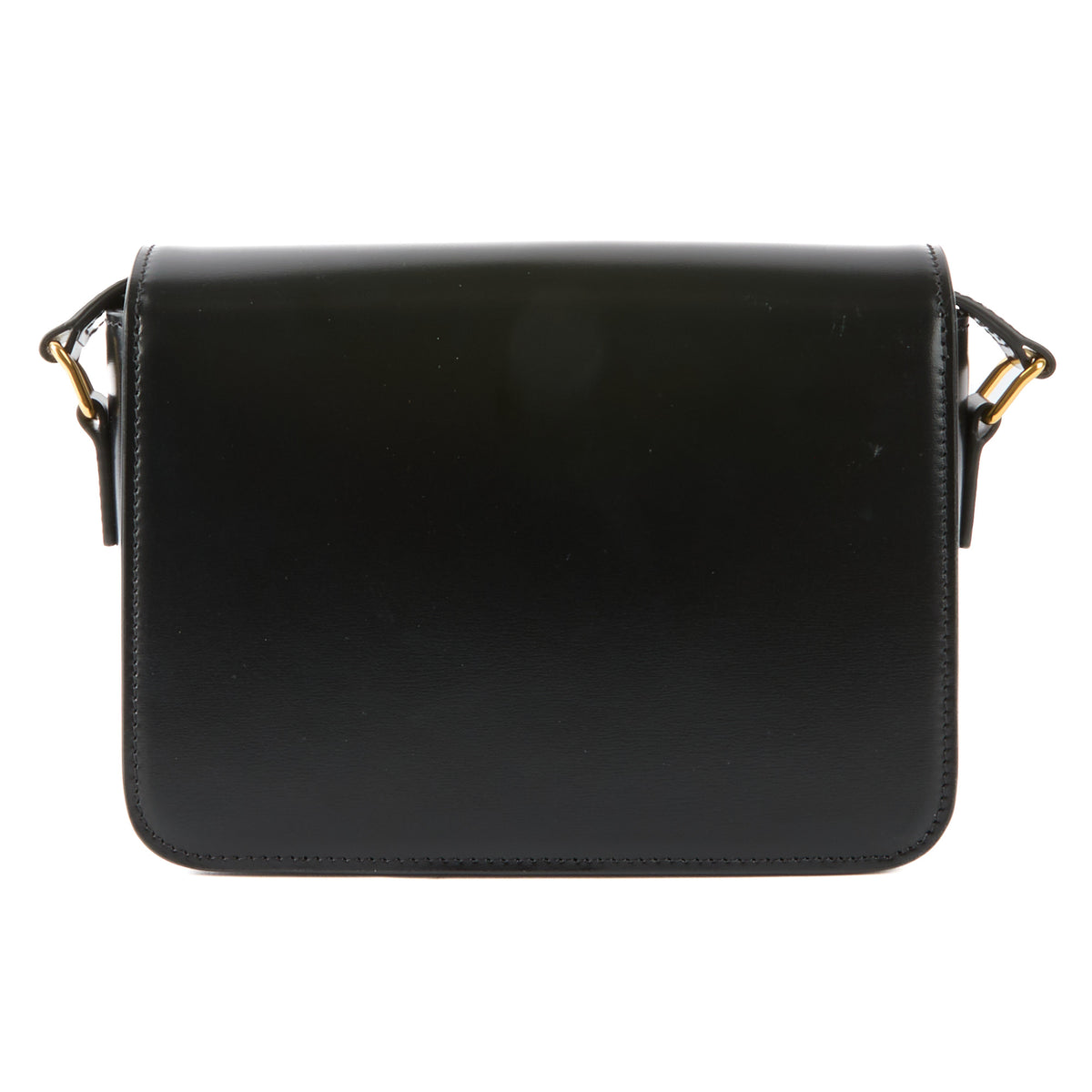 CELINE - Black leather shoulder bag with gold-tone finish