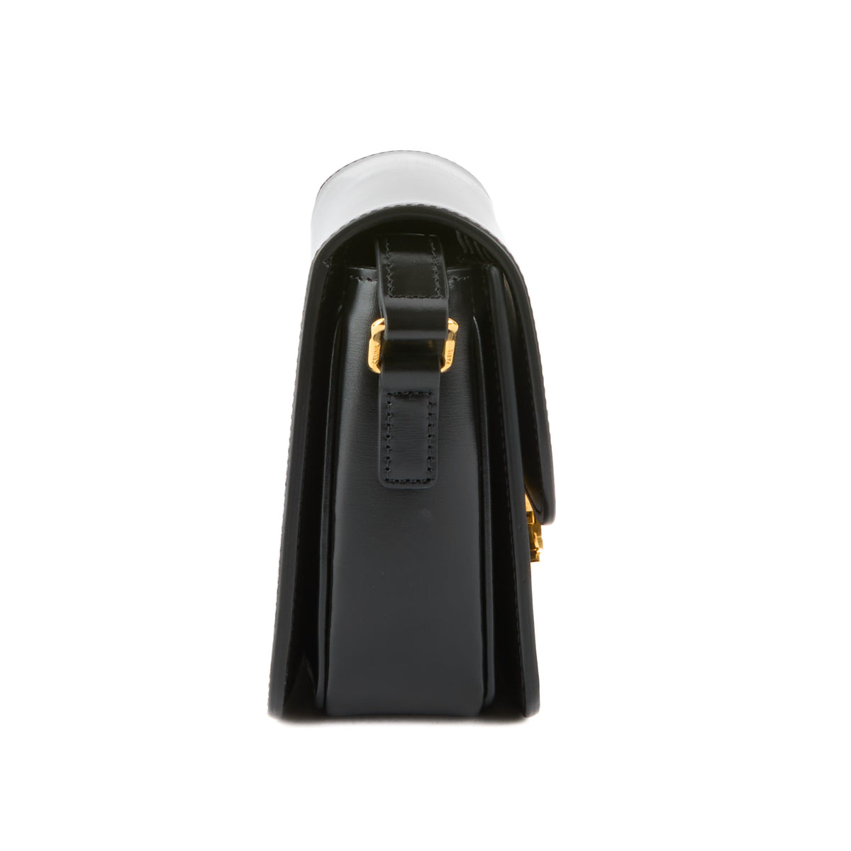 CELINE - Black leather shoulder bag with gold-tone finish