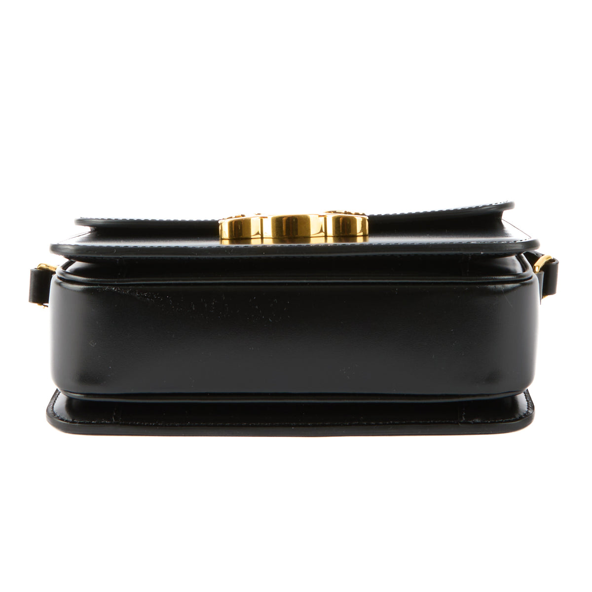CELINE - Black leather shoulder bag with gold-tone finish