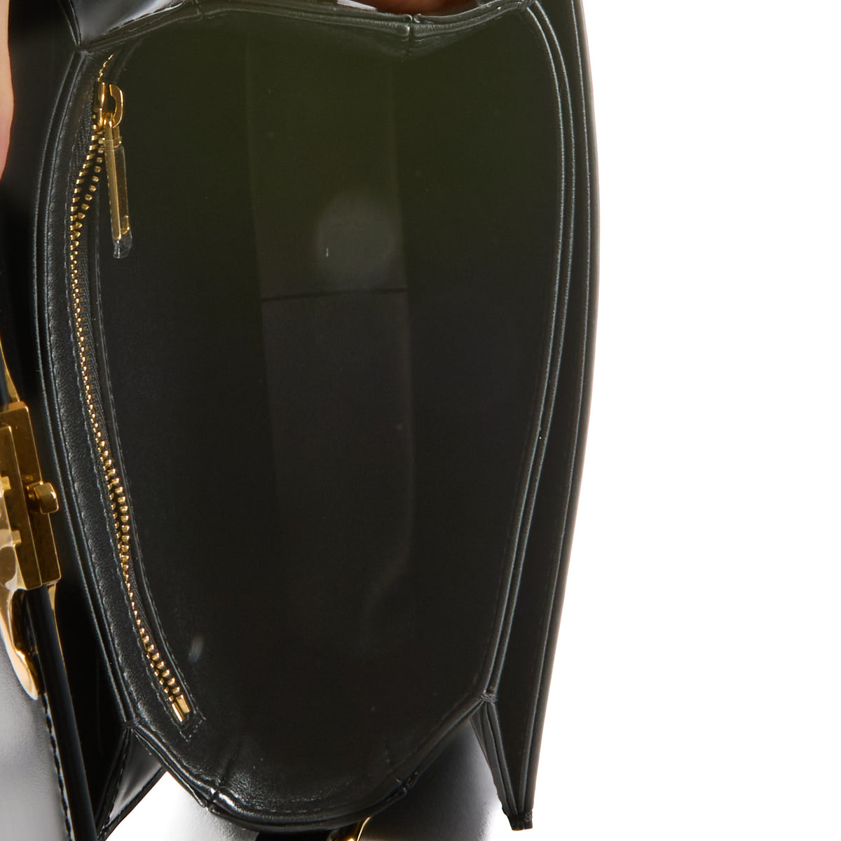 CELINE - Black leather shoulder bag with gold-tone finish