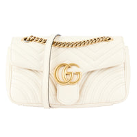 GUCCI - Sac bandoulière GG Marmont cuir blanc - Handbag