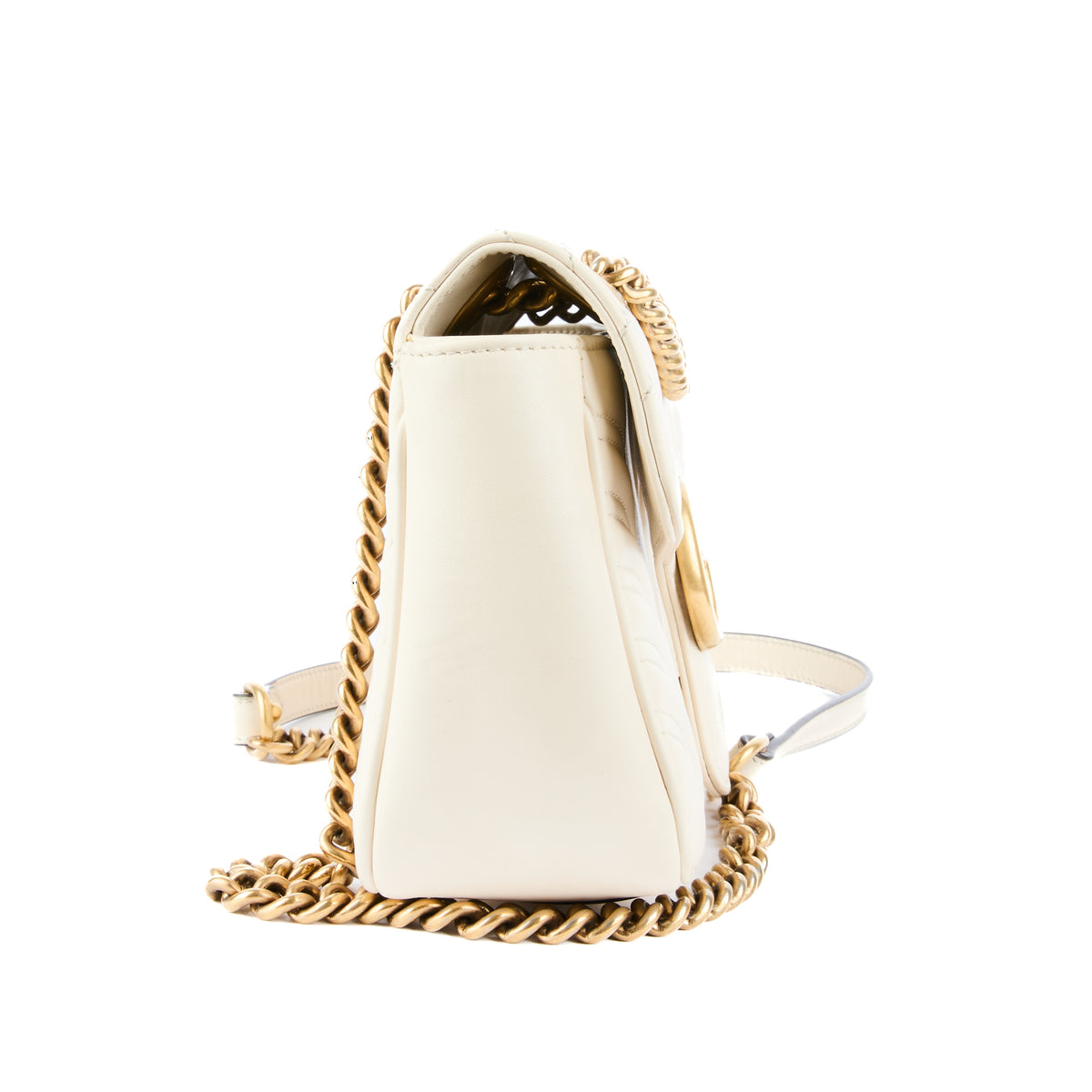 GUCCI - Sac bandoulière GG Marmont cuir blanc - Handbag