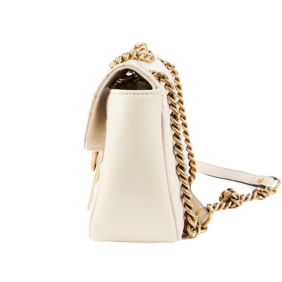 GUCCI - Sac bandoulière GG Marmont cuir blanc - Handbag