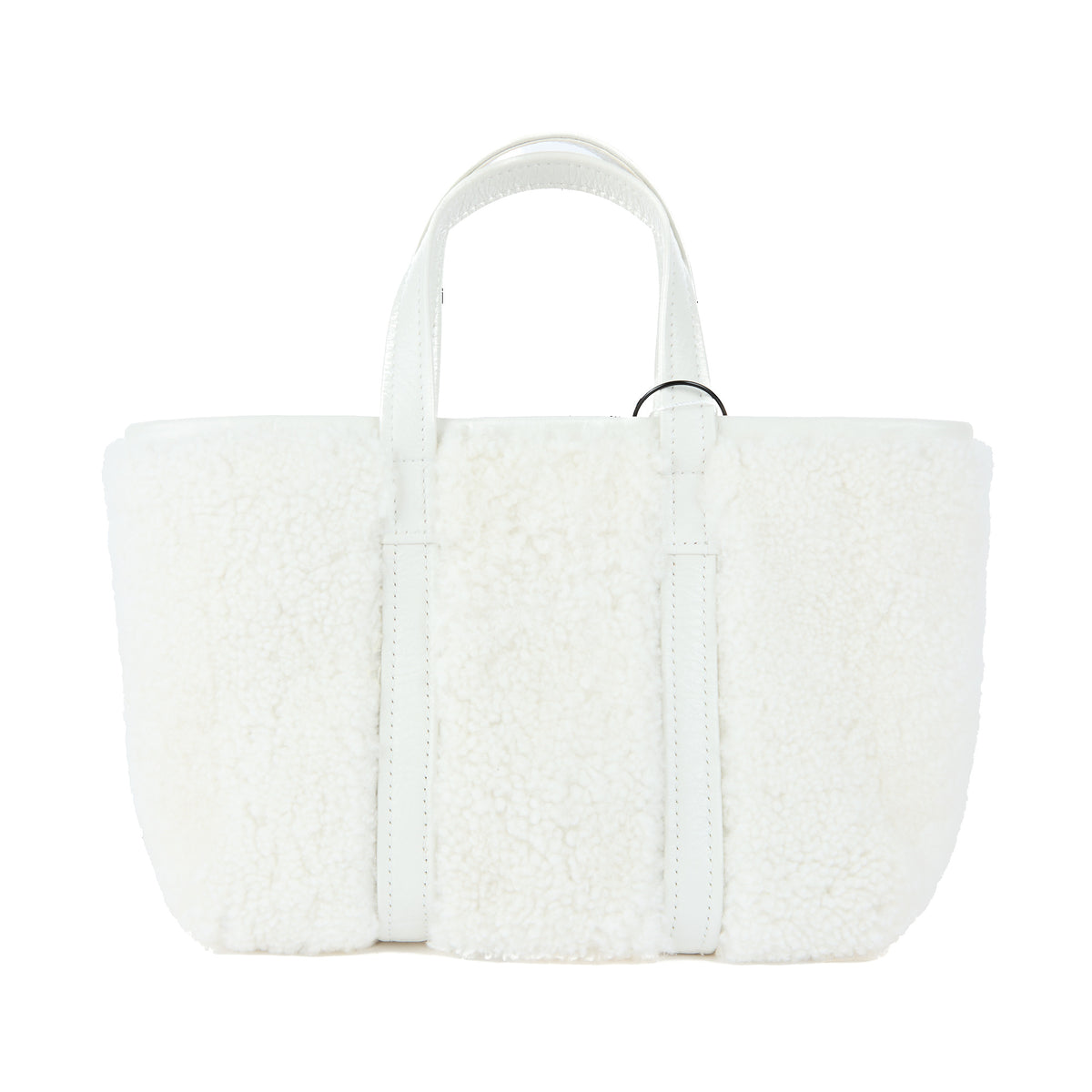BALENCIAGA - Barbes East West Shopper handbag in white shearling