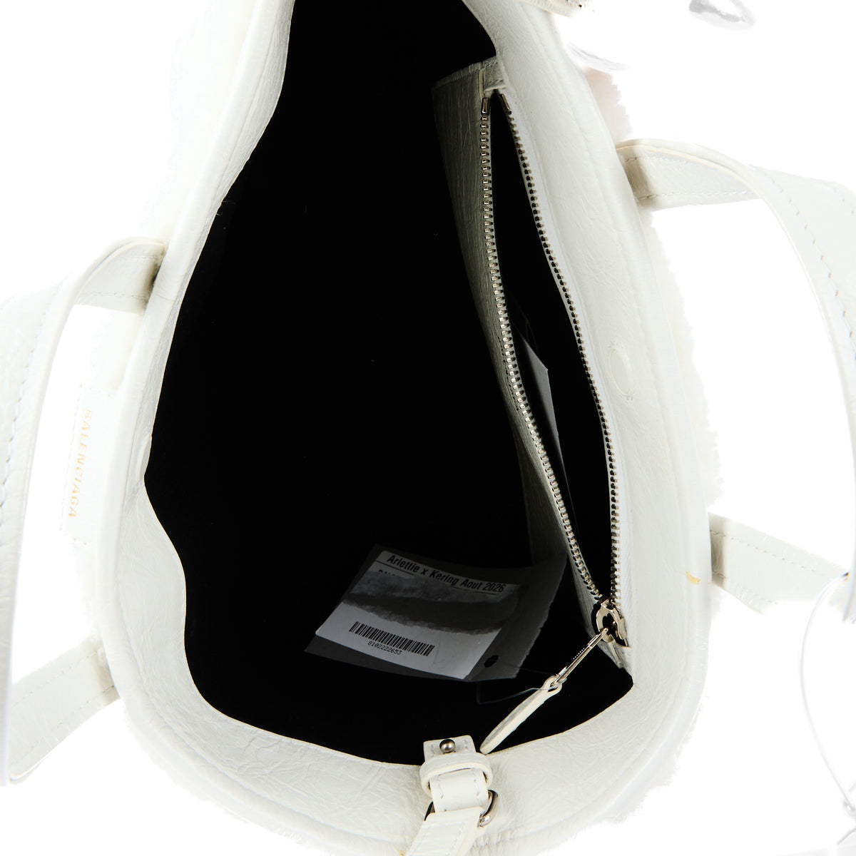 BALENCIAGA - Barbes East West Shopper handbag in white shearling